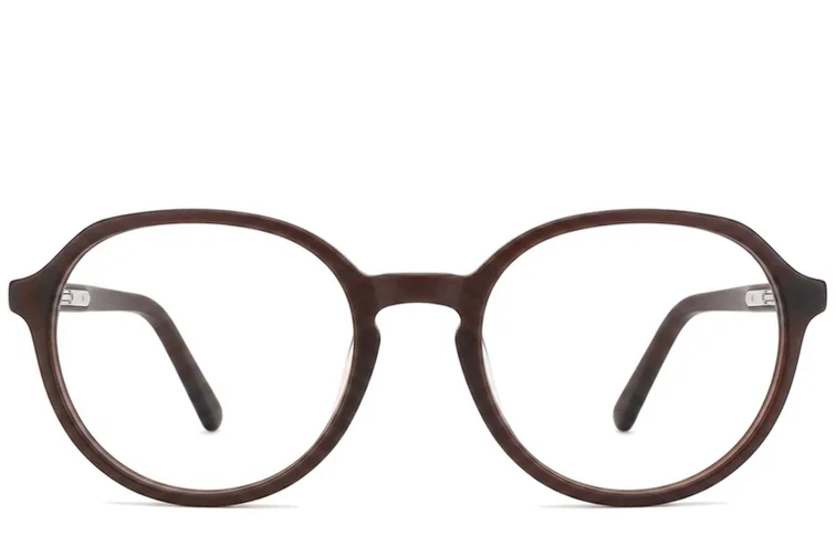 Lunettes ovales en acétate marron #BS2012-0282