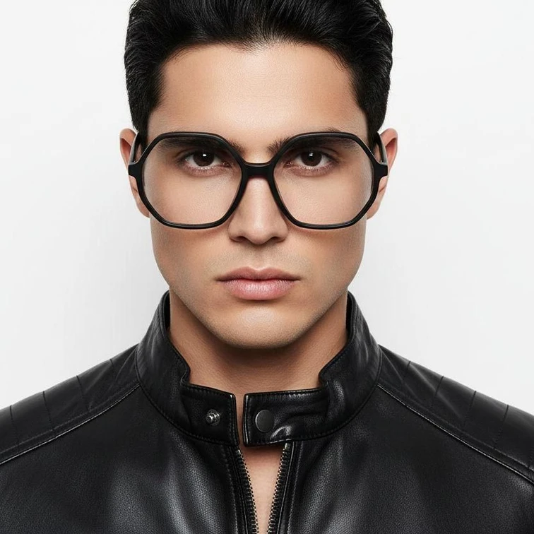 Geometric Black Acetate Glasses #BS2012-0286