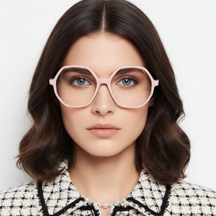 Geometric Cream Acetate Glasses #BS2012-0288
