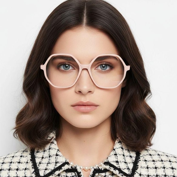 Bicchieri in acetato color crema con motivo geometrico #BS2012-0288