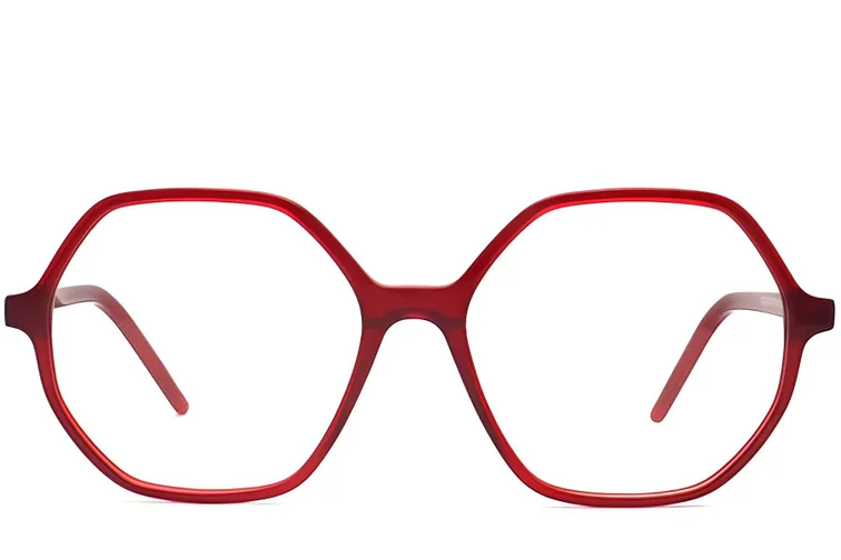 Occhiali in acetato rosso con geometria #BS2012-0289