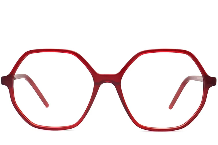 Lunettes géométriques en acétate rouge #BS2012-0289