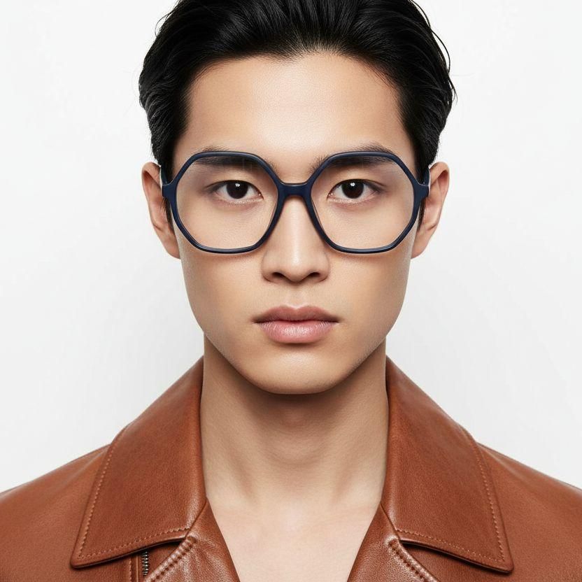 Gafas geométricas de acetato azul #BS2012-0290