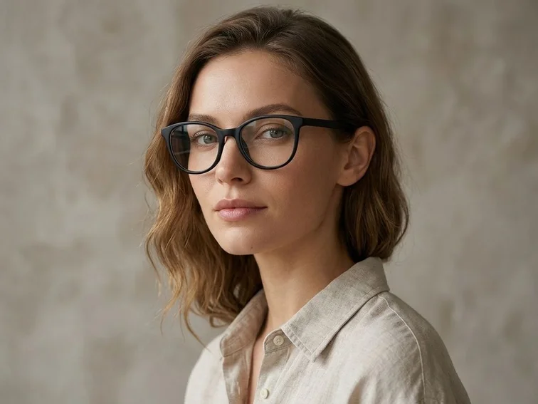 Oval Black Acetate Glasses #BS2012-0291