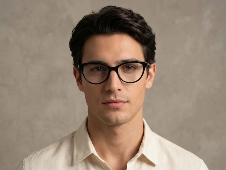 Oval Black Acetate Glasses #BS2012-0291