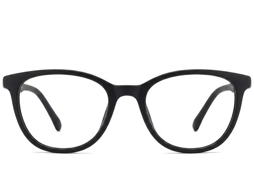 Lunettes ovales en acétate noir #BS2012-0291
