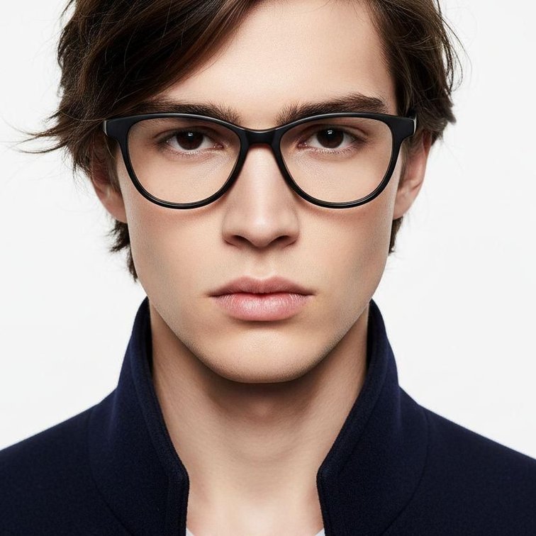 Oval Black Acetate Glasses #BS2012-0291