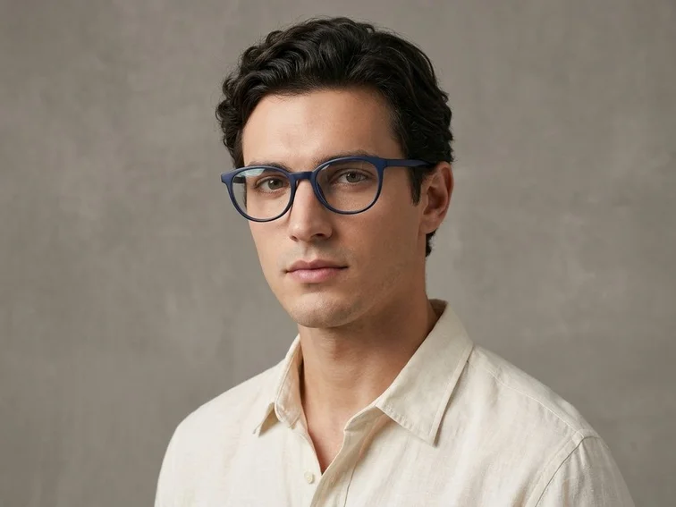 Oval Blue Acetate Glasses #BS2012-0292