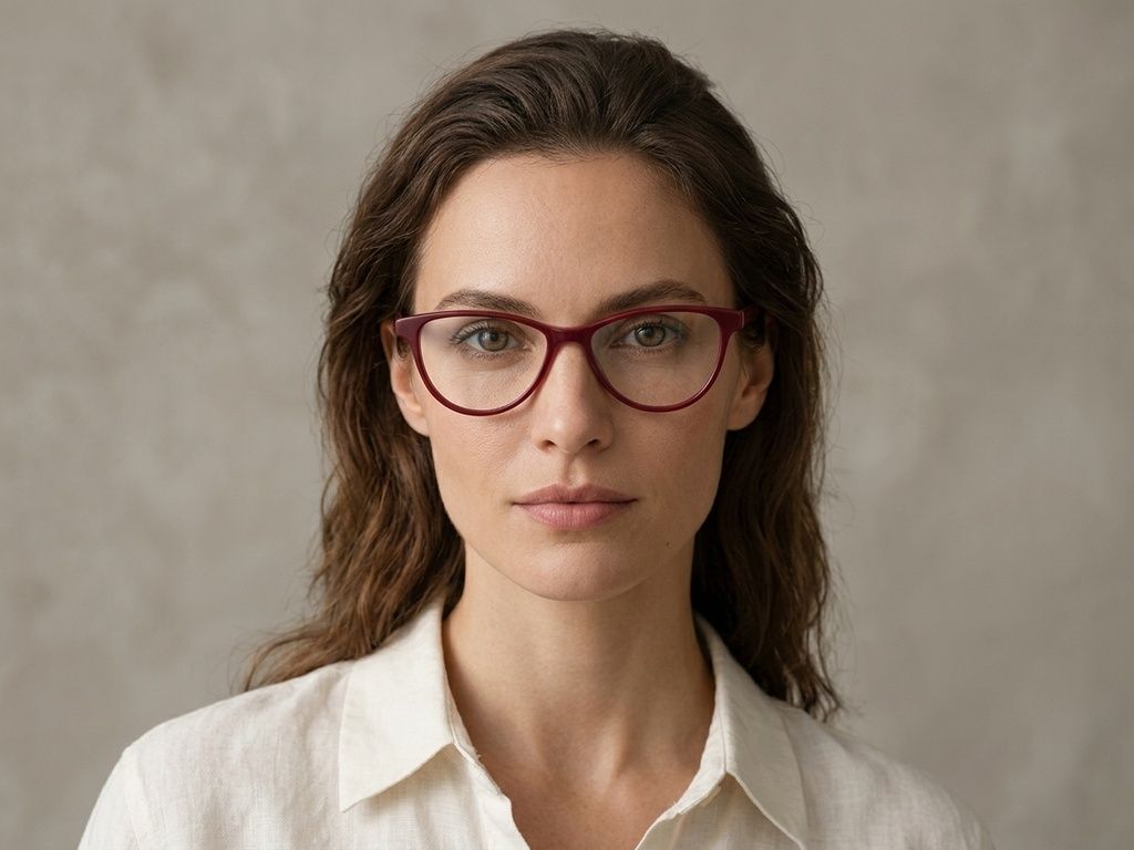 Oval Red Acetate Glasses #BS2012-0293