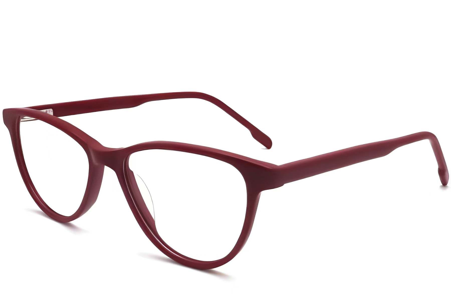 Oval Red Acetate Glasses #BS2012-0293