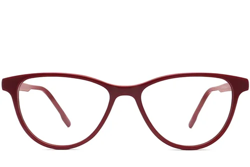 Lunettes ovales en acétate rouge #BS2012-0293