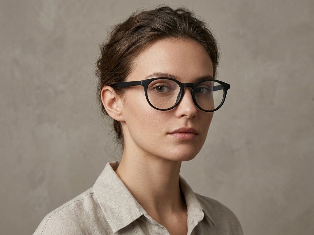 Lunettes rondes en acétate noir #BS2012-0296