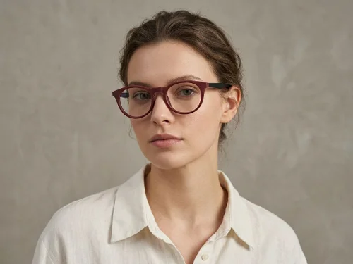 Lunettes rondes en acétate rouge #BS2012-0298