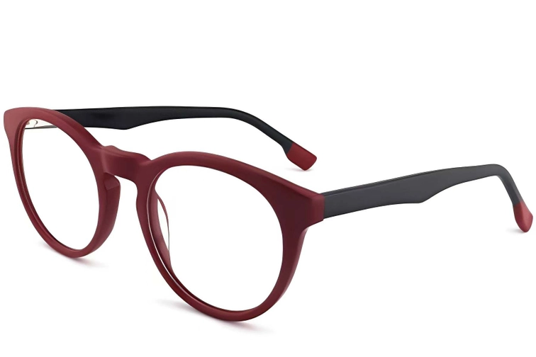 Round Red Acetate Glasses #BS2012-0298
