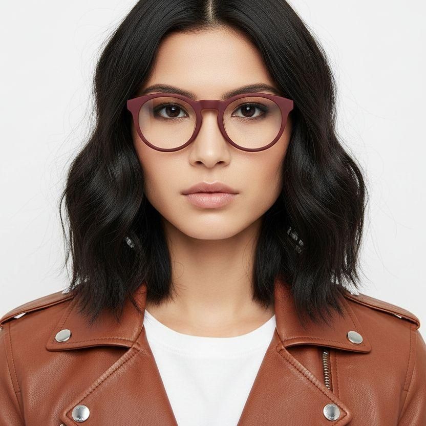 Round Red Acetate Glasses #BS2012-0298