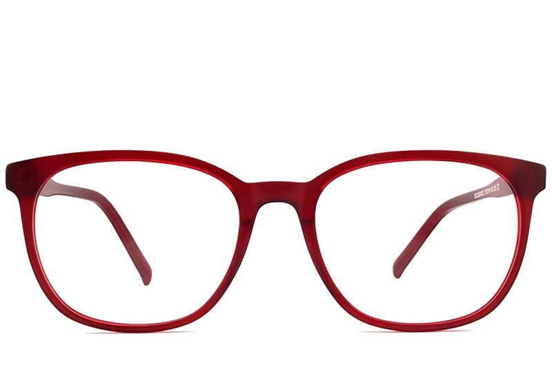 Gafas ovaladas de acetato rojo #BS2012-0304