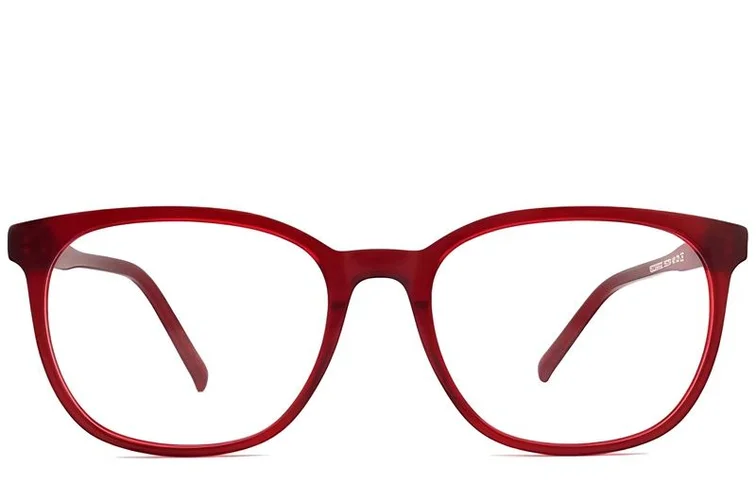 Gafas ovaladas de acetato rojo #BS2012-0304
