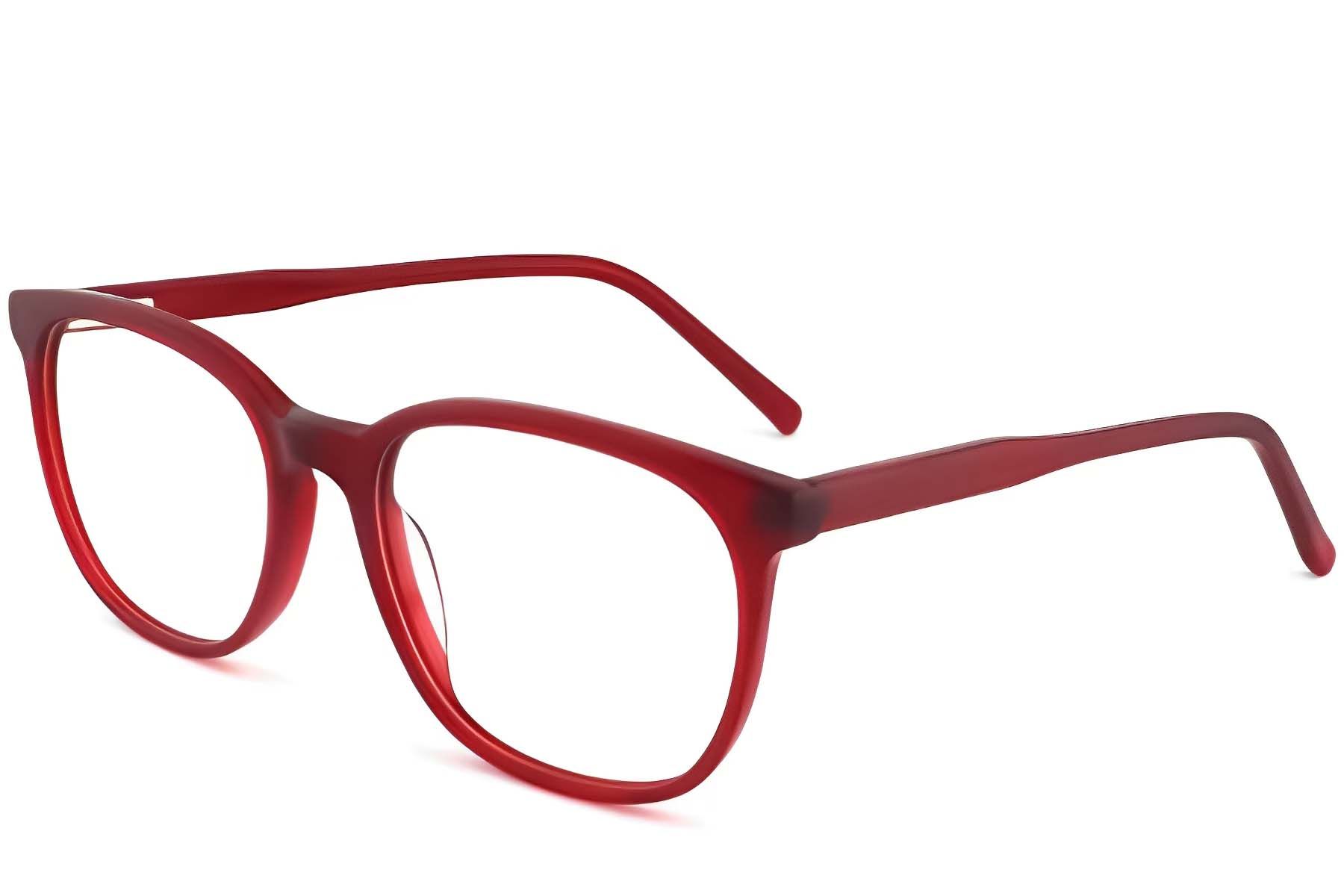 Oval Red Acetate Glasses #BS2012-0304