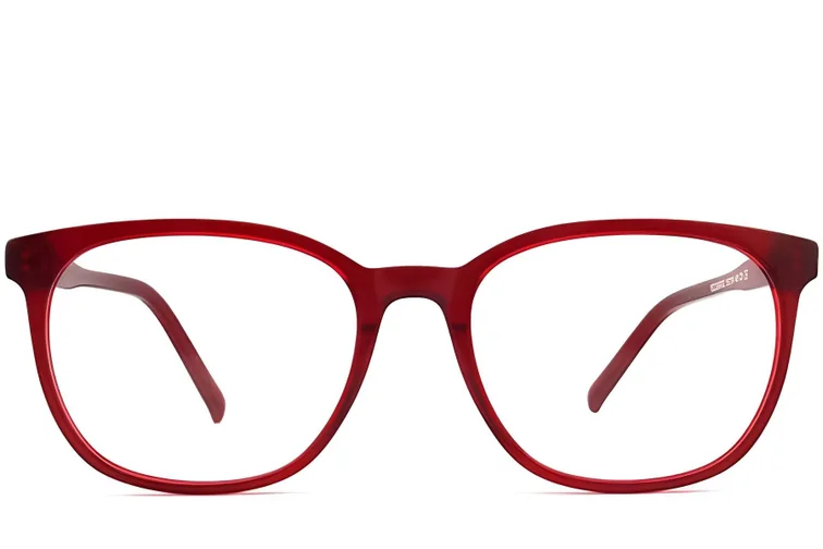 Gafas ovaladas de acetato rojo #BS2012-0304