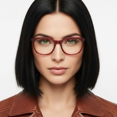 Oval Red Acetate Glasses #BS2012-0304