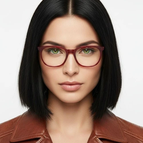 Oval Red Acetate Glasses #BS2012-0304