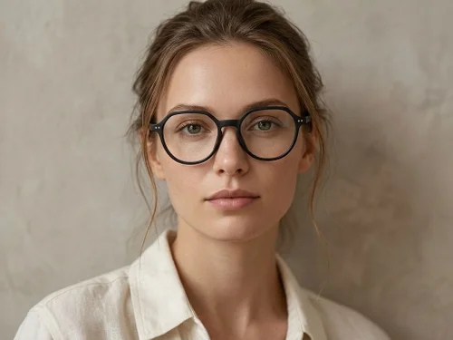 Lunettes ovales en acétate noir #BS2012-0314