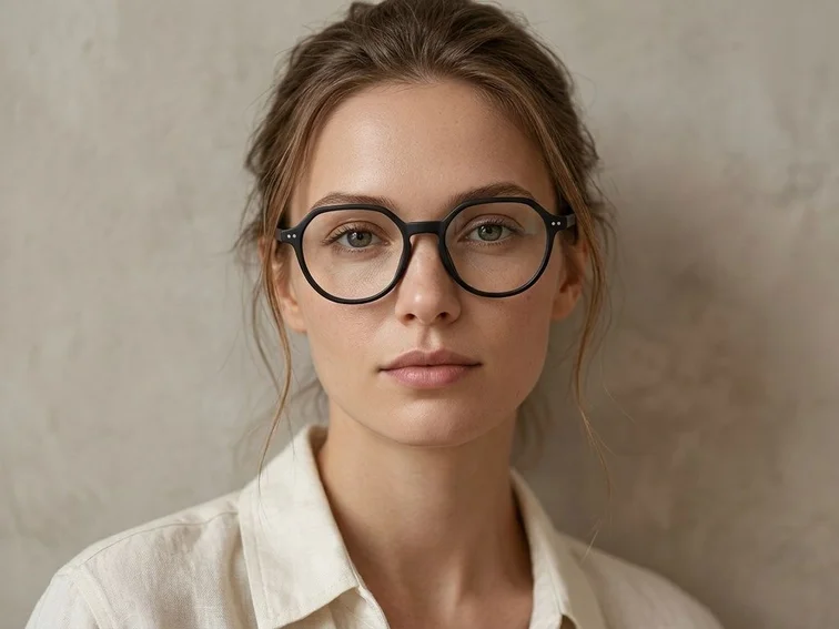 Gafas ovaladas de acetato negro #BS2012-0314