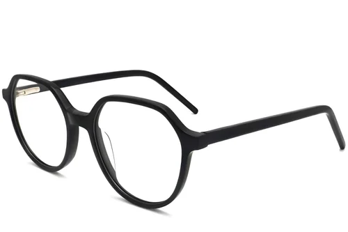 Lunettes ovales en acétate noir #BS2012-0314