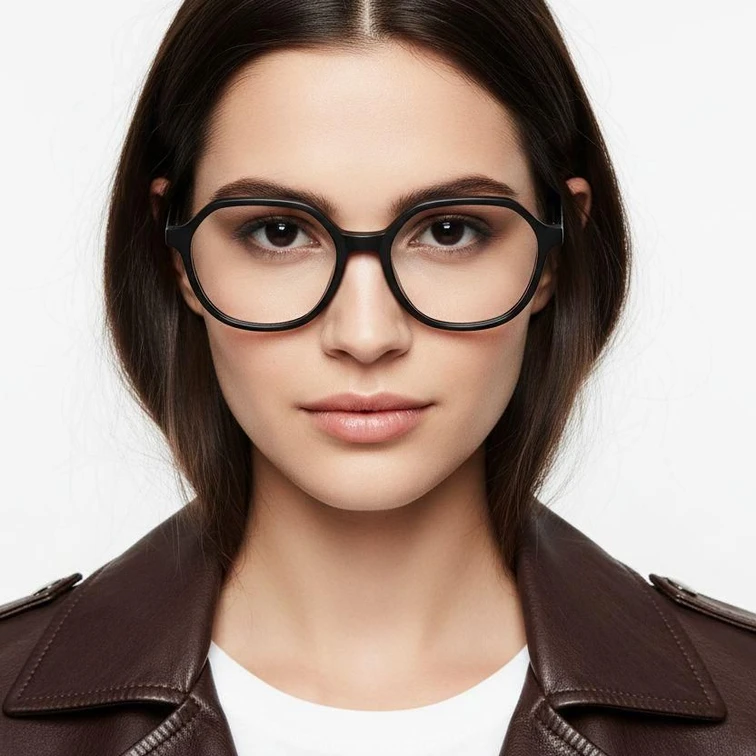 Gafas ovaladas de acetato negro #BS2012-0314