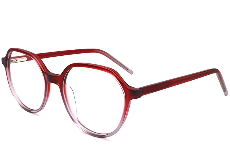 Oval Red Acetate Glasses #BS2012-0315