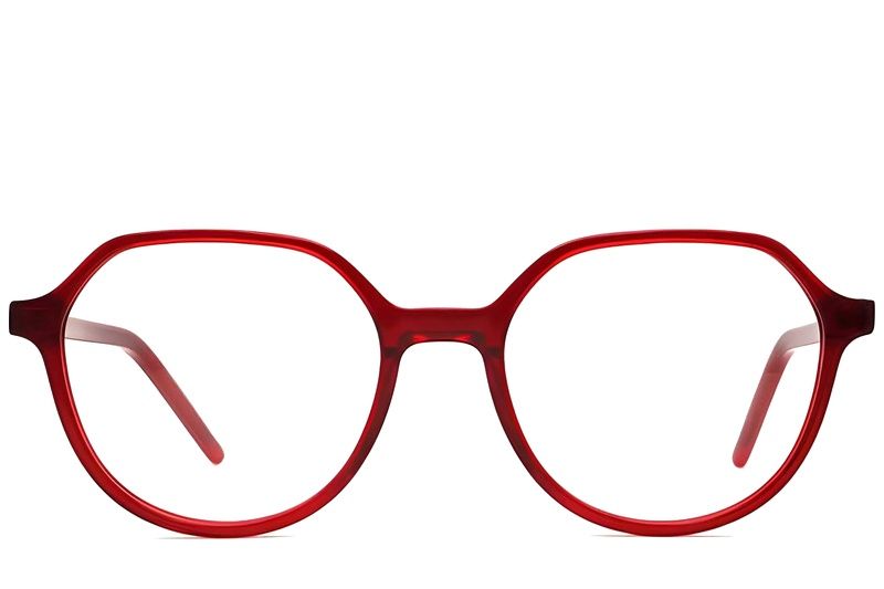 Oval Red Acetate Glasses #BS2012-0316