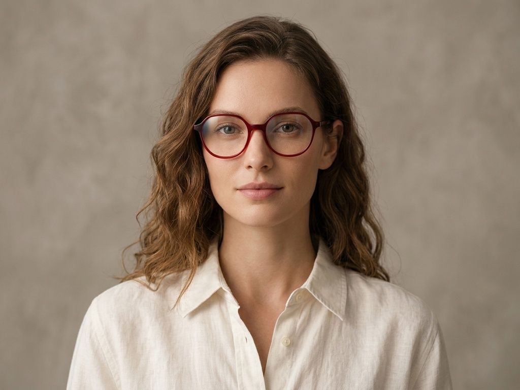 Oval Red Acetate Glasses #BS2012-0316