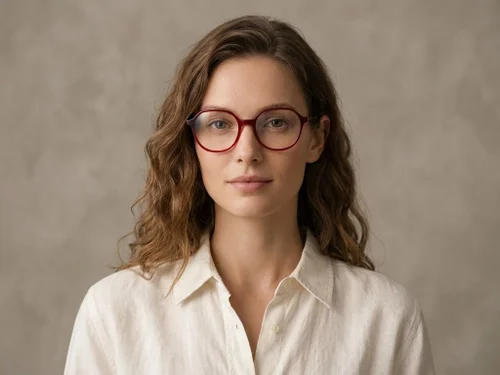 Lunettes ovales en acétate rouge #BS2012-0316