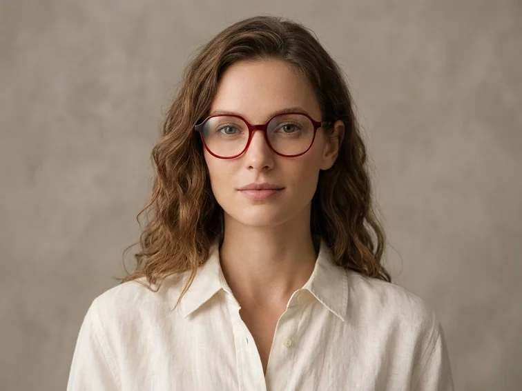 Oval Red Acetate Glasses #BS2012-0316