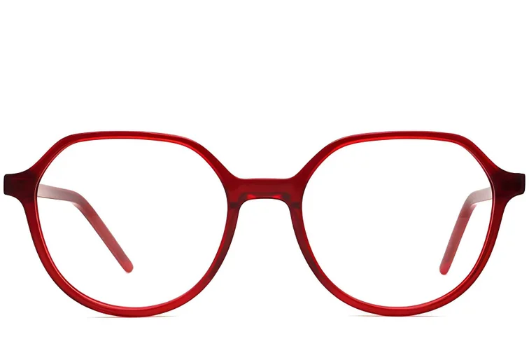 Oval Red Acetate Glasses #BS2012-0316