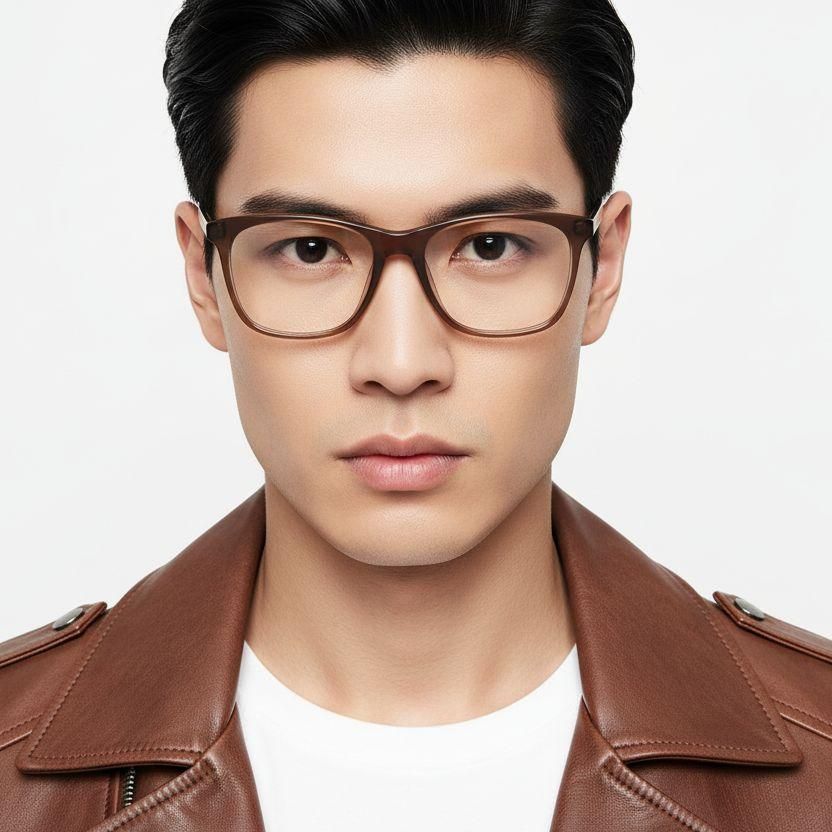 Rectangular Brown Acetate Glasses #BS2012-0318