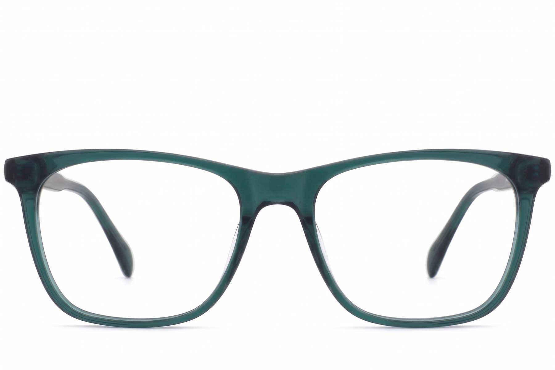 Rectangular Green Acetate Glasses #BS2012-0319