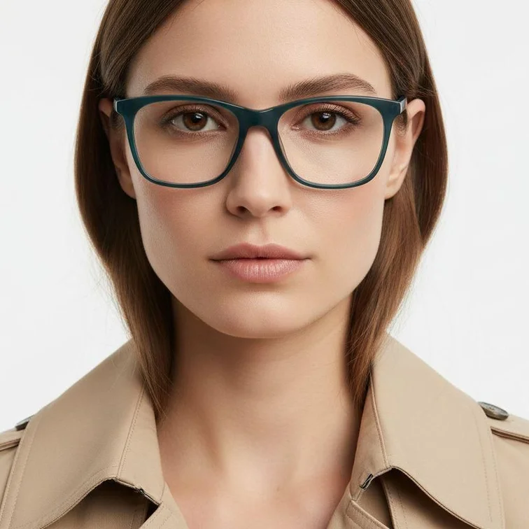 Rectangular Green Acetate Glasses #BS2012-0319