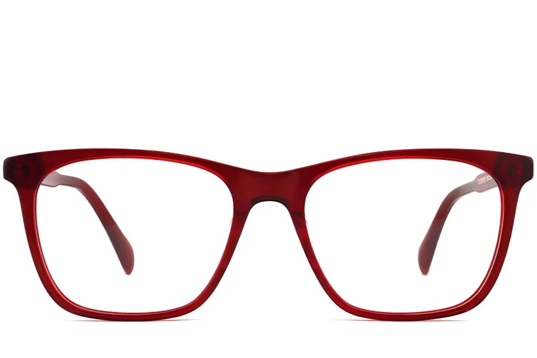 Gafas rectangulares de acetato rojo #BS2012-0320