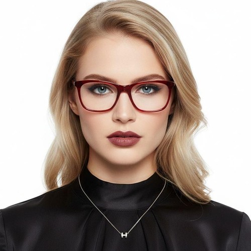 Gafas rectangulares de acetato rojo #BS2012-0320