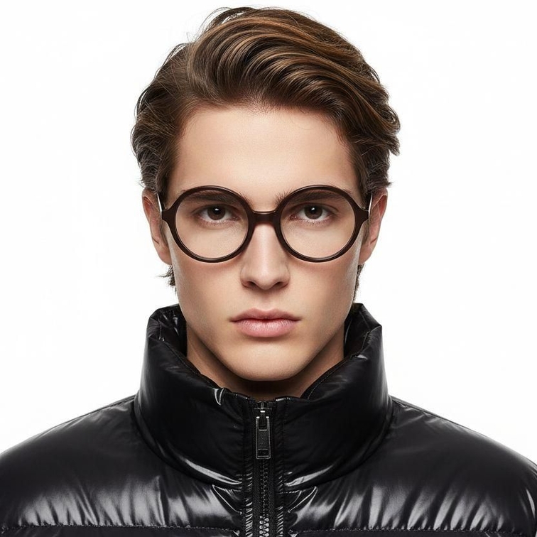 Round Brown Acetate Glasses #BS2012-0328