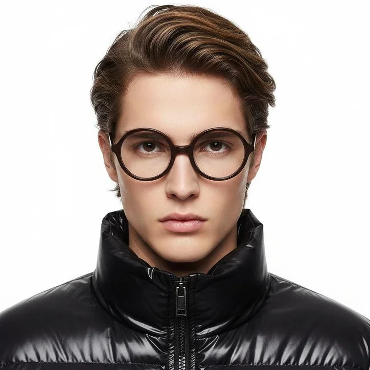 Lunettes rondes en acétate marron #BS2012-0328