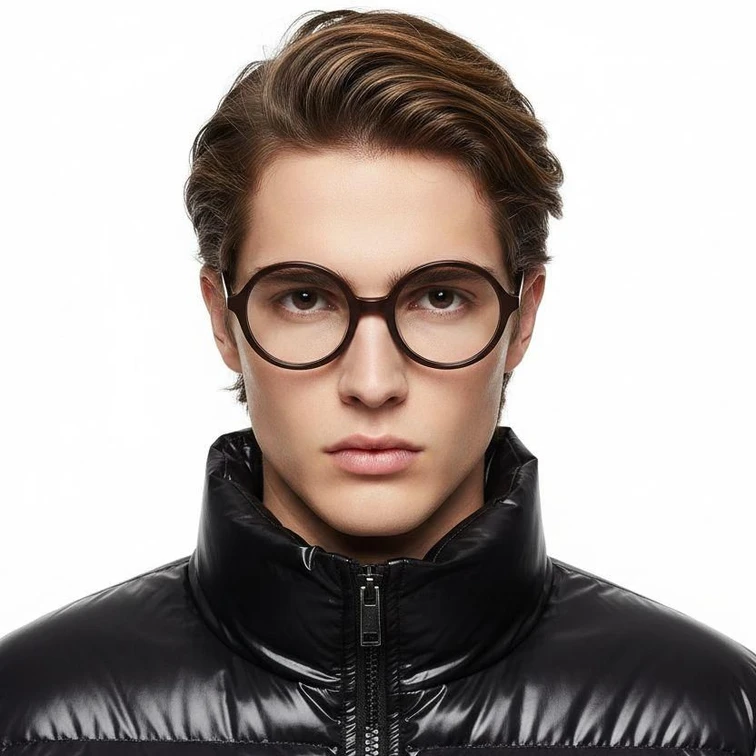Round Brown Acetate Glasses #BS2012-0328