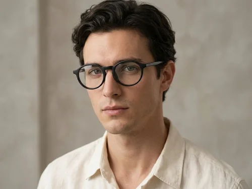 Lunettes rondes en acétate noir #BS2012-0330