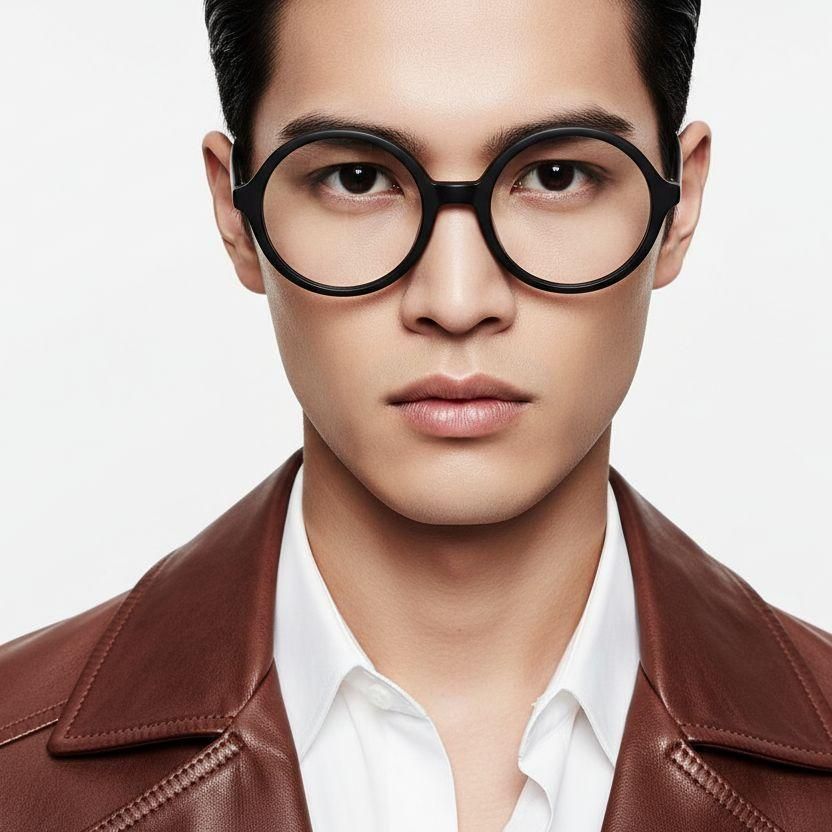 Round Black Acetate Glasses #BS2012-0330