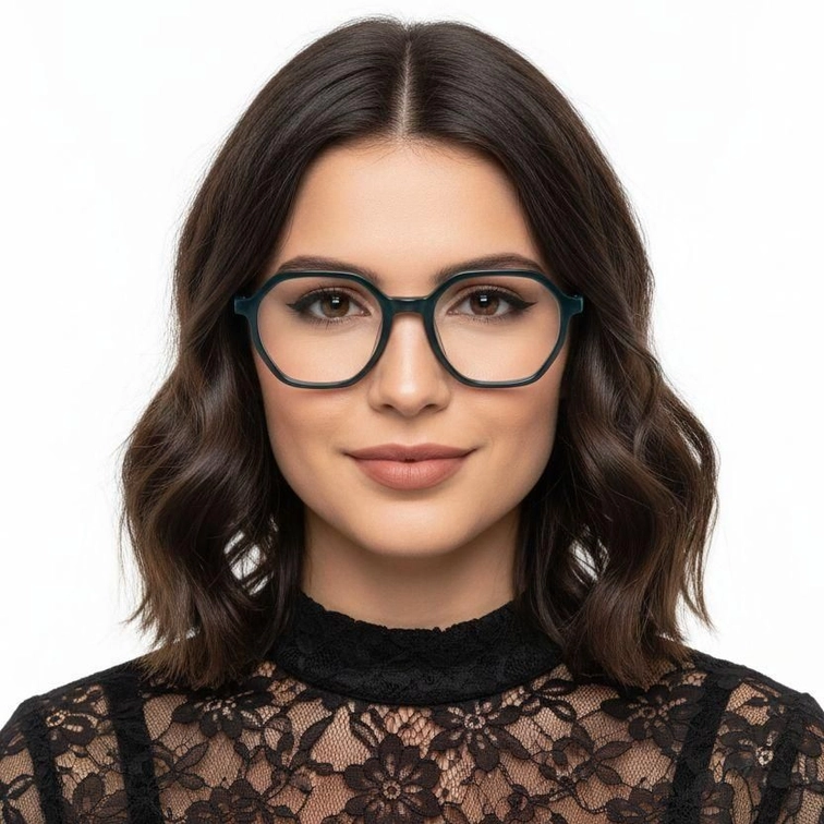 Gafas geométricas de acetato verde #BS2012-0332