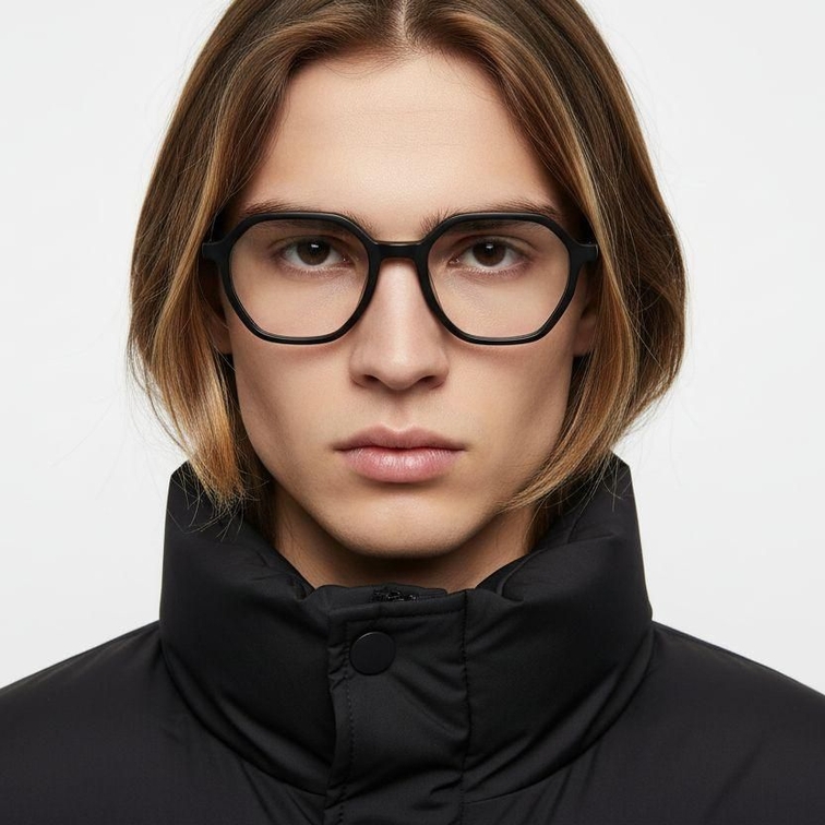 Geometric Black Acetate Glasses #BS2012-0334