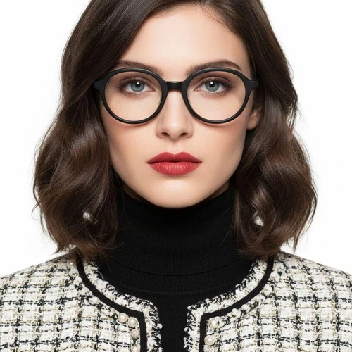 Ovale zwarte acetaatbril #BS2012-0335