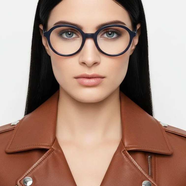 Lunettes ovales en acétate bleu #BS2012-0336