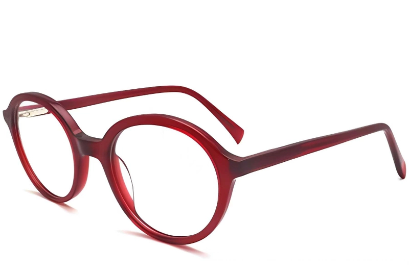 Oval Red Acetate Glasses #BS2012-0338